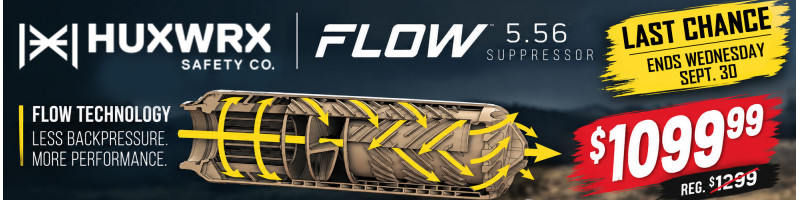 Huxwrx Flow 5.56-TI Suppressors are $200 Off!