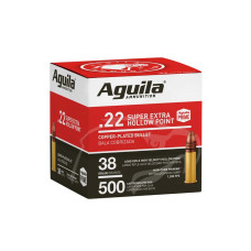 Aguila .22LR Super Extra HIgh Velocity 38gr Copper Plated Lead Hollow Point - 500 Rounds