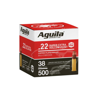 Aguila .22LR Super Extra HIgh Velocity 38gr Copper Plated Lead Hollow Point - 500 Rounds