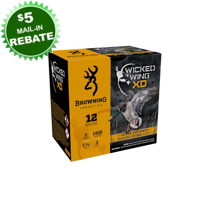 Browning Wicked Wing XD 12ga 3in 1 1/4oz #3 Steel Shot - 25 Rounds Browning 12ga 3in 1 1/4oz #3 Steel Shot - 25 Rounds