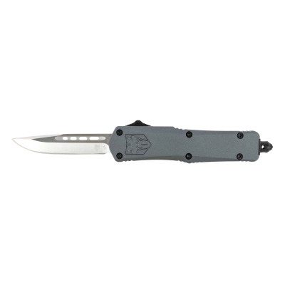 CobraTec Small FS-3  2.75in Drop Point Automatic OTF Knife - Grey Aluminum Handle