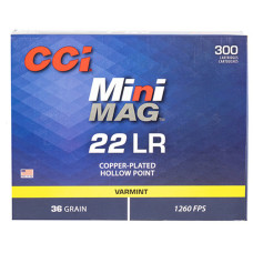 CCI Mini Mag .22LR Copper Plated Lead Hollow Point 36 grain - 300 Rounds