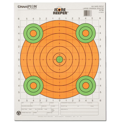Champion Scorekeeper 100yd Rifle Sight-In Orange Target - 12 Pack