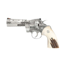 Colt Python 357 Mag 4.25in 6-Round Stainless Engraved Revolver with Stag Grip