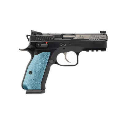 CZ Shadow 2 Compact Optics Ready 9mm 4in 15+1 Black Nitride Blue Aluminum Grip - With Safety