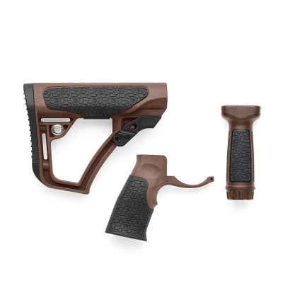 Daniel Defense Buttstock, Pistol Grip and Vertical Foregrip Combo - Milspec Brown