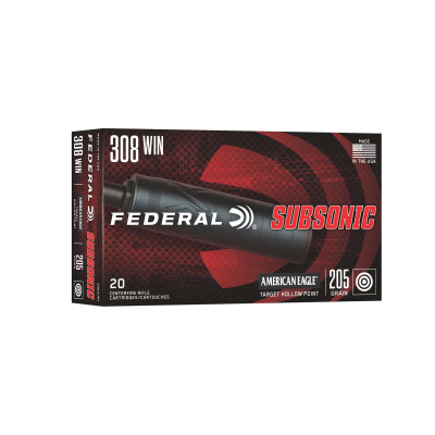 Federal 308SUB1 Subsonic .308 205gr Target Hollow Point - 20 Rounds Federal Subsonic .308 WIN 205gr Ammunition at Native Outdoors