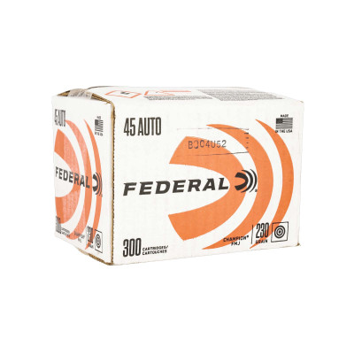 Federal Champion Training .45 ACP 230gr FMJ — 300rd Bulk Box Federal Champion Training .45 ACP 230 grain FMJ ammunition, 300 round bulk box