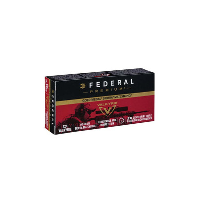 Federal Gold Medal 224 Valkyrie 90gr. Sierra Matchking BTHP - 20 Rounds