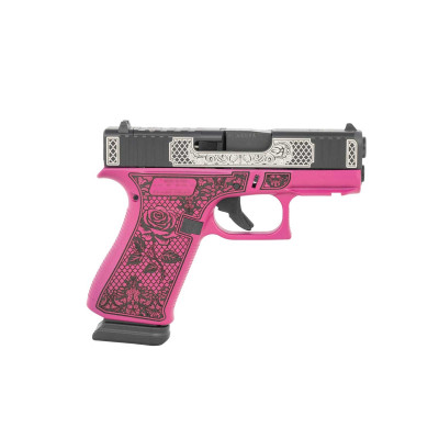 Glock G43X MOS Sub-Compact 9mm 3.4in 15+1 Rose Engraved - Shark Coast Custom
