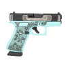 Glock G43X MOS Sub-Compact 9mm 3.4in 15+1 Rose Engraved Tiffany Blue - Shark Coast Custom