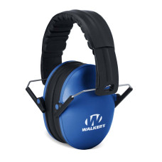 Walkers Passive Folding Muff Polymer 23 dB Over the Head Blue Ear Cups w/Black Band & White Logo