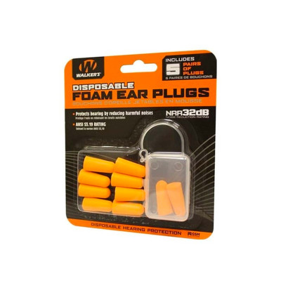 Walkers Game Ear Foam Ear Plugs Orange - 5-Pack