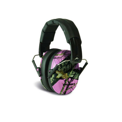 Walkers Pro Low Profile Folding Passive Earmuff - Mossy Oak Pink Camo
