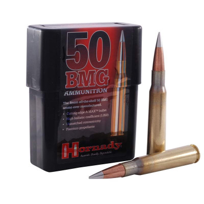 Hornady 50 BMG 750GR A-Max Boat Tail Match Ammo - 10 Rounds