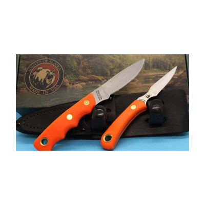 Knives of Alaska Alpha Wolf D2 and Cub Combo - Orange Suregrip Handles