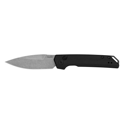 Kershaw Launch Iridium Automatic Knife - Stonewashed Blade Black Aluminum Handle