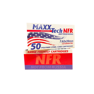MaxxTech 7.62x39mm 123gr FMJ Steel Case - 50 Rounds