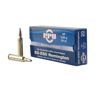 PPU .22-250 REM 55gr Soft Point - 20 Rounds