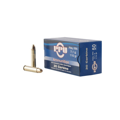 PPU .30 Carbine 110Gr Full Metal Jacket Round Nose (FMJRN) - 50 Rounds