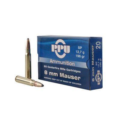 PPU Metric Rifle 8mm Mauser 196 gr Soft Point - 20 Rounds