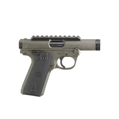 Ruger Mark IV 22/45 .22 LR 3in Threaded Barrel Pistol - OD Green Ruger Mark IV 22/45 .22 LR 3in Threaded Barrel Pistol - OD Green