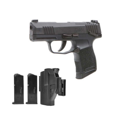 Sig Sauer P365 9mm 3.1in Barrel Manual Safety Optics Ready  - Tac Pac 3 -12rd Mags and Holster