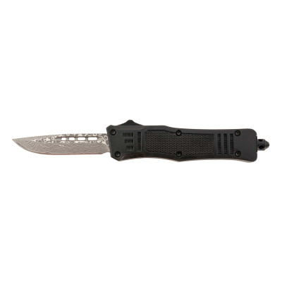 Steel River Knives Spartan Mini 2.75in OTF Drop Point Damascus - Automatic Knife
