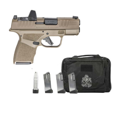 Springfield Armory HellCat 9mm Micro-Compact Pistol - OSP - Crimson Trace Red Dot, 5 Mags and Bag - FDE