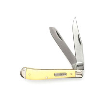 Old Timer 3.8in Gunstock Trapper Folding Pocket Knife - Yellow