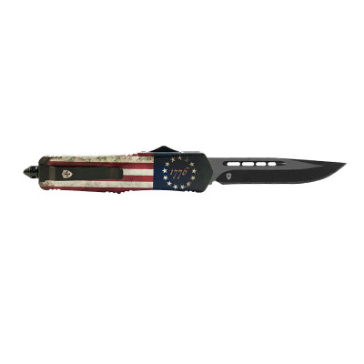 Templar Knife Small Betsy Ross 1776 Flag Black Drop Point - Automatic OTF Knife