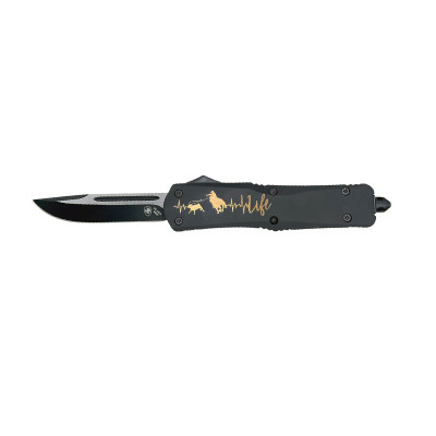 Templar Knife Small Cowboy Way Black Drop Point - Automatic OTF Knife