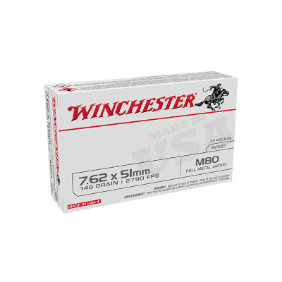 Winchester Ammo 7.62x51 NATO 149gr FMJ - 20 Rounds