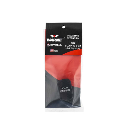 Warne Magazine Extension for Glock 19, 23 Magazine - Black Aluminum