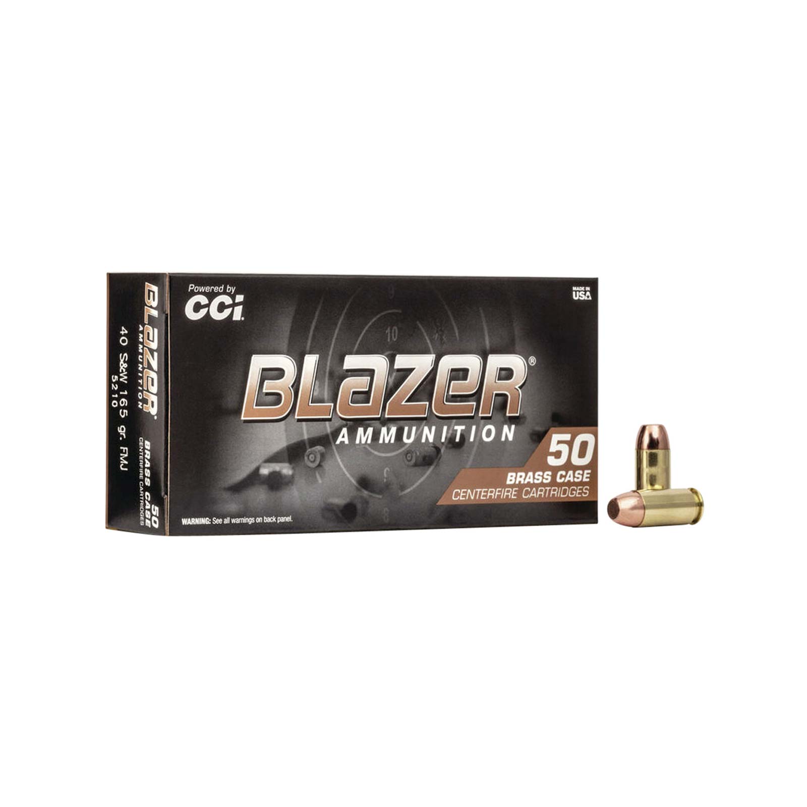 CCI 5210 BLAZER 40 Smith & Wesson Full Metal Jacket 165 GR Box - 50 Rounds-img-0